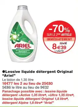 Monoprix Ariel Lessive liquide détergent Original offre