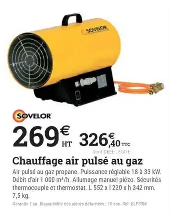 SOVELOR Chauffage air pulsé au gaz
