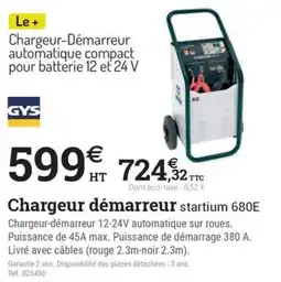 Espace emeraude GYS Chargeur démarreur startium 680E offre