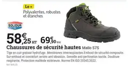Espace emeraude Solidur chaussures de sécurité hautes mallo s7s offre