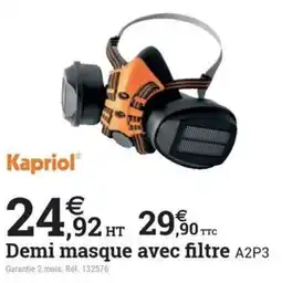 Espace emeraude Kapriol Demi masque avec filtre A2P3 offre