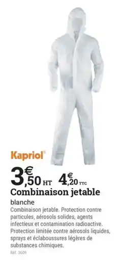 Espace emeraude Kapriol Combinaison jetable blanche offre