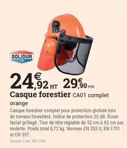 Espace emeraude Solidur casque forestier ca01 complet orange offre