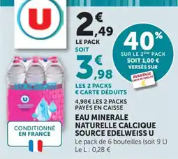 Bi1 U EAU MINERALE NATURELLE CALCIQUE SOURCE EDELWEISS offre