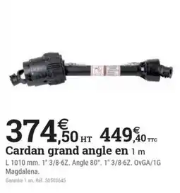 Espace emeraude Magdalena Cardan grand angle en 1 m offre