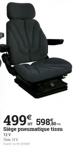 Espace emeraude Siège pneumatique tissu 12 V offre