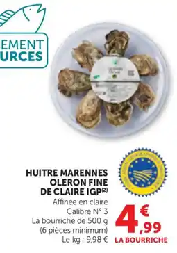Bi1 HUITRE MARENNES OLERON FINE DE CLAIRE IGP offre