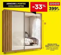BUT DHARA ARMOIRE 2 PORTES COULISSANTES offre