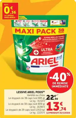 Bi1 ARIEL LESSIVE PODS offre