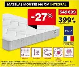 BUT Matélas mousse 140 cm integral offre