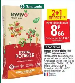 Gamm vert INVIVO Terreau potager offre