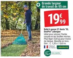 Gamm vert LEBORGNE Balai à gazon 27 dents "XL DuoPro" offre