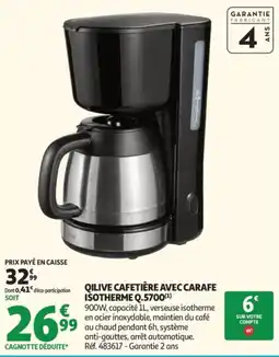 Auchan QILIVE CAFETIÈRE AVEC CARAFE ISOTHERME Q.5700 offre