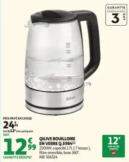 Auchan Qilive Bouilloire en verre offre