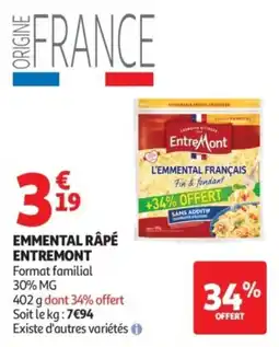Auchan Entremont Emmental râpé offre