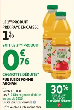 Auchan Auchan Pur jus de pomme offre