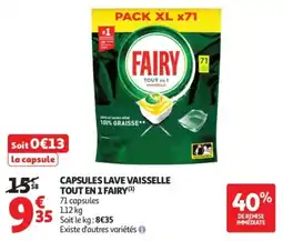 Auchan FAIRY CAPSULES LAVE VAISSELLE offre