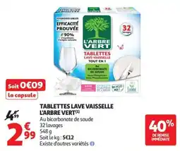 Auchan L'ARBRE VERT TABLETTES LAVE VAISSELLE offre