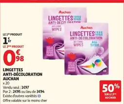 Auchan Auchan Lingettes anti-décoloration offre
