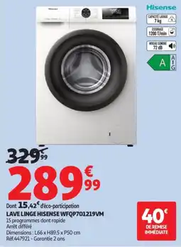 Auchan Hisense LAVE LINGE WFQP701219VM offre