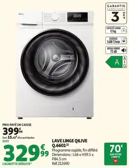 Auchan Qilive Lave Linge Q.6601 offre