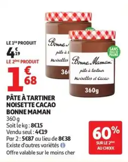 Auchan Bonne Maman pâte à tartiner noisettes cacao offre