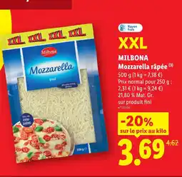Lidl Milbona mozzarella râpée offre
