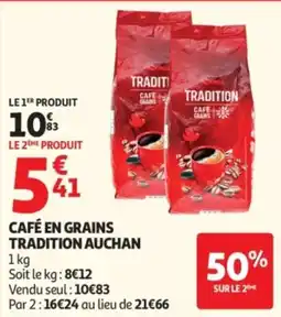 Auchan TRADITION CAFÉ EN GRAINS offre
