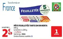 Auchan Herta Pâte feuilletée tarte en or offre