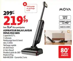 Auchan MOVA ASPIRATEUR BALAI LAVEUR M10 GRIS offre