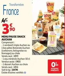 Auchan Auchan MENU PAUSE SNACK offre