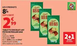 Auchan Poulain TABLETTE CHOCOLAT LAIT PISTACHE offre