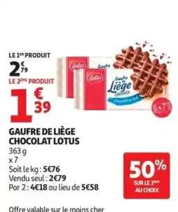 Auchan Lotus Gaufre de Liège Chocolat offre