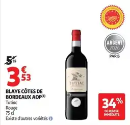 Auchan Tutiac BLAYE CÔTES DE BORDEAUX AOP offre