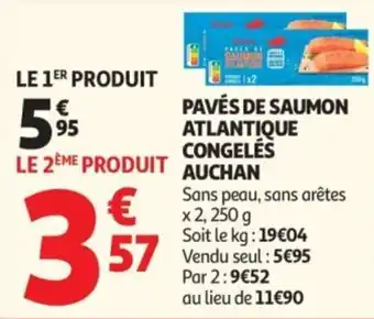 Auchan AUCHAN Pavés de saumon atlantique congelés offre