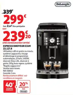 Auchan DeLonghi Espresso broyeur ECAM 22.117.B offre