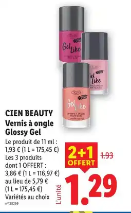 Lidl Cien beauty vernis à ongle glossy gel offre