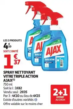 Auchan Ajax spray nettoyant vitre triple action offre