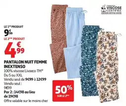 Auchan INEXTENSO PANTALON NUIT FEMME offre