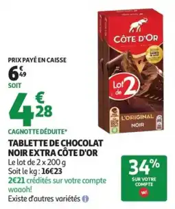 Auchan CÔTE D'OR TABLETTE DE CHOCOLAT NOIR EXTRA offre
