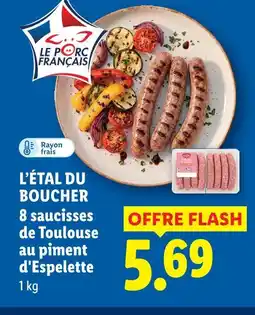 Lidl 8 saucisses de toulouse au piment d'espelette offre