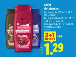 Lidl Cien gel douche bois offre