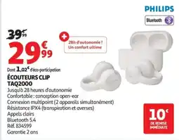 Auchan PHILIPS ÉCOUTEURS CLIP offre