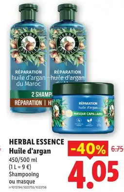 Lidl Herbal essence huile d'argan offre
