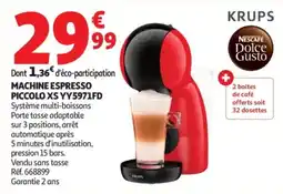 Auchan KRUPS MACHINE ESPRESSO PICCOLO XS offre