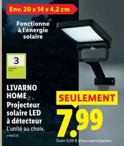Lidl Livarno home projecteur solaire led à détecteur offre