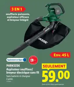 Lidl Parkside aspirateur souffleur/broyeur électrique sans fil offre
