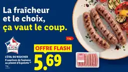 Lidl L'étal du boucher 8 saucisses de toulouse au piment d'espelette offre