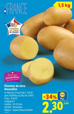 Lidl Pommes de terre amandine offre