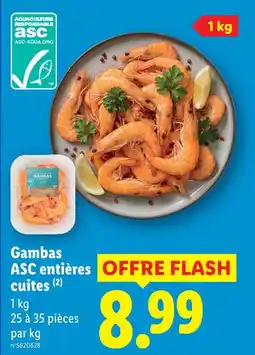 Lidl Gambas asc entières cuites offre